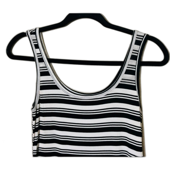 BCBGeneration Black White Stripe Stretch Knit Tank Midi Sundress Small - Picture 4 of 8